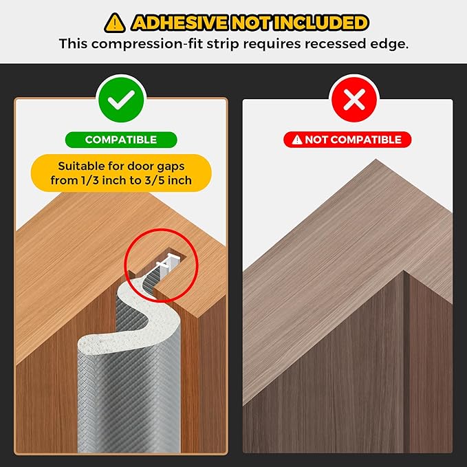 Ravinte Weather Stripping Door Seal, Q-Shaped Kerf Foam Strip, 8 FT, No Adhesive - Image 2