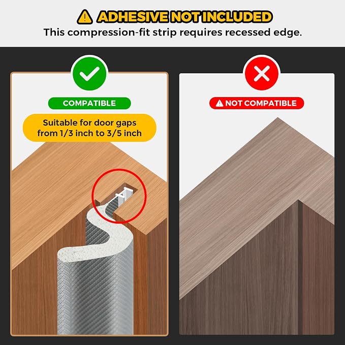 Ravinte Weather Stripping Door Seal, Q-Shaped Kerf Foam Strip, No Adhesive - Image 2