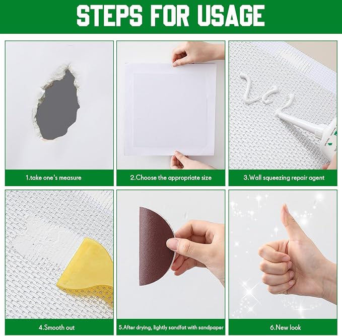 24 Pieces Large Drywall Repair Kit 4/6/8/12 Inch Drywall Patch Kits - Image 3