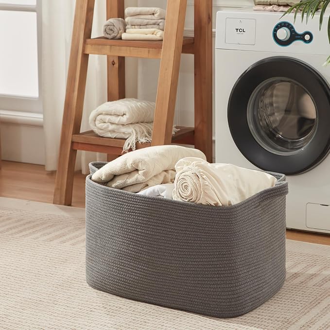 OIASKET 118L Extra Large Blanket Basket, 24.8" x 17.7" x 17.2" Woven Storage - Image 5