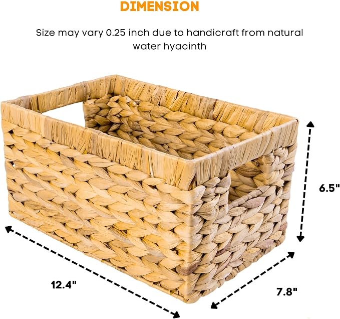 M4DECOR Set of 3 Rectangular Wicker Storage Baskets - Image 2