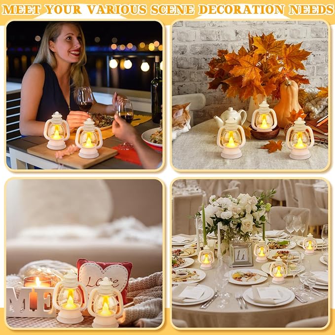 Ferraycle 12 Pcs Mini Lanterns 4 Inch White Lamp Table Decor | Western Cowboy - Image 6