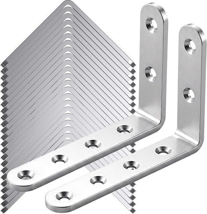 25Pcs Stainless Steel Angle Brackets 3”x 5” Heavy Duty Corner Brackets | MM - Image 2