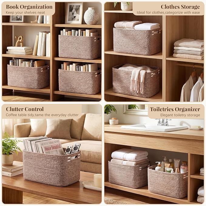 OIASKET 4Packs Natural Cotton Rope Storage Baskets - Image 5