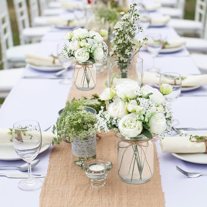 6 Sets Mason Jar Flowers Centerpiece Table Decorations, Artificial Peony Baby's - Image 6