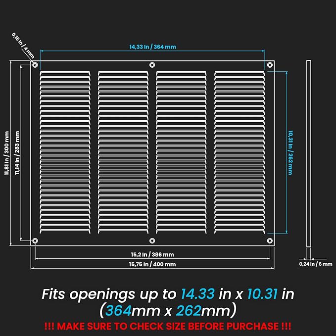 Repa Market Air Vent Cover 16x12 Inch Galvanized Steel Louvered Grill Cover - Image 2