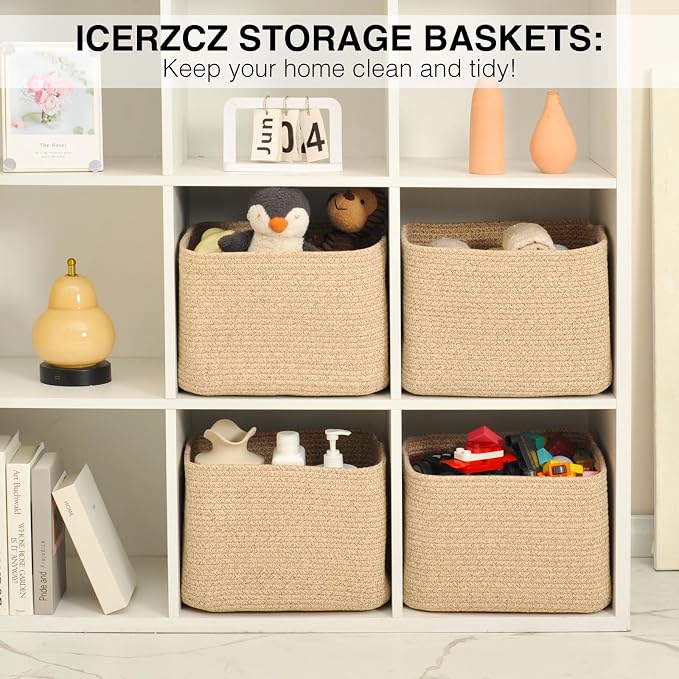 ICERZCZ Storage Baskets for Organizing & Shelves, Woven Cotton Rope - Image 6