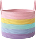 JMvicyroam 65L Extra Large Machine Washable Cotton Rope Blanket Basket | by JMvicyroam