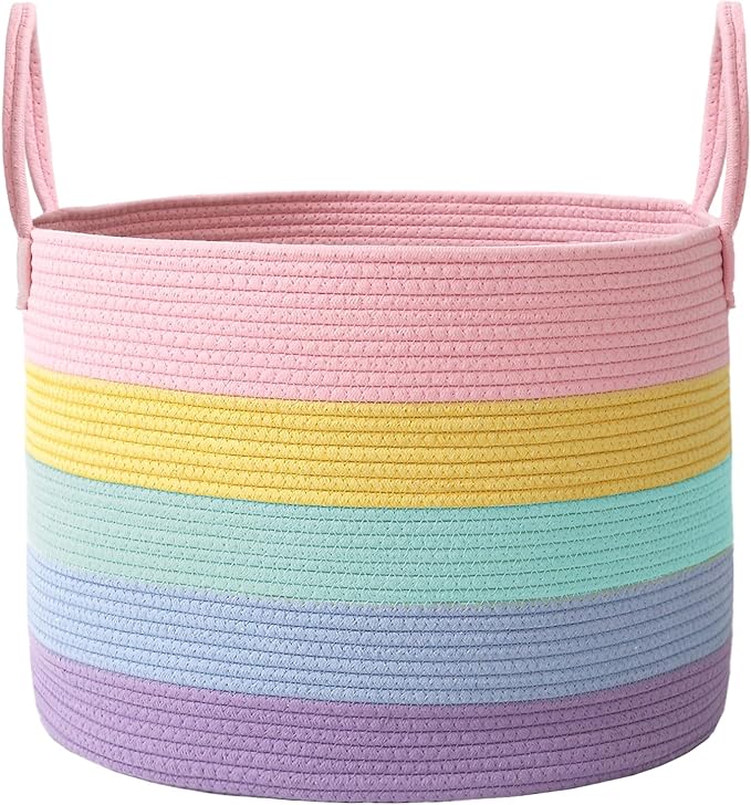 JMvicyroam 65L Extra Large Machine Washable Cotton Rope Blanket Basket | by JMvicyroam