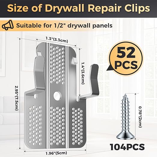 52 Pack Drywall Repair Clips, Easy Install Drywall Clip, Drywalls Patch Clip | - Image 2