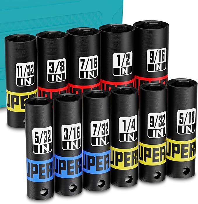 11 Piece 1/4" Drive Impact Socket Set, 5/32" by Aiourx