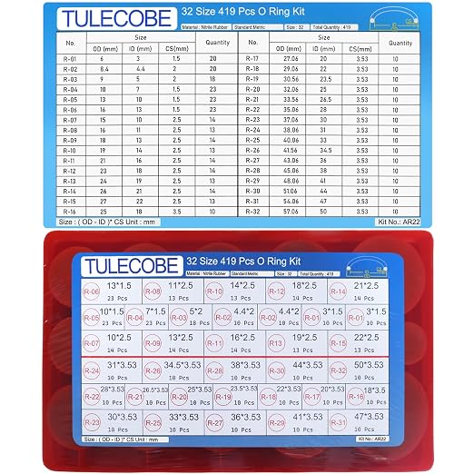 32 Size 419 Pcs Universal Metric Nitrile Rubber O Ring Assortment Kit - Image 9