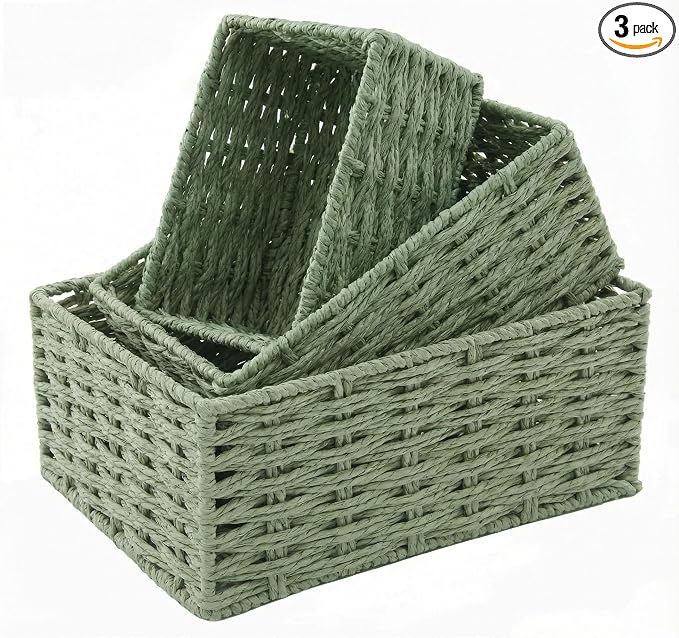 Small Wicker Basket for Organizing, Woven Storage Basket Set of 3 by Unknown
