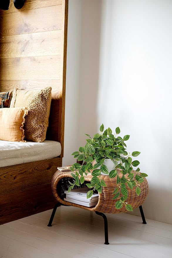 Briful Artificial Potted Plant Indoor, 17.7" Faux Watermelon Peperomia Trailing - Image 6