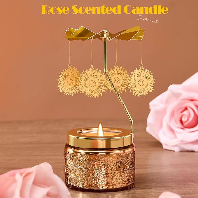 Curimama Rose Sunflower Rotating Scented Candle Gift - Image 3