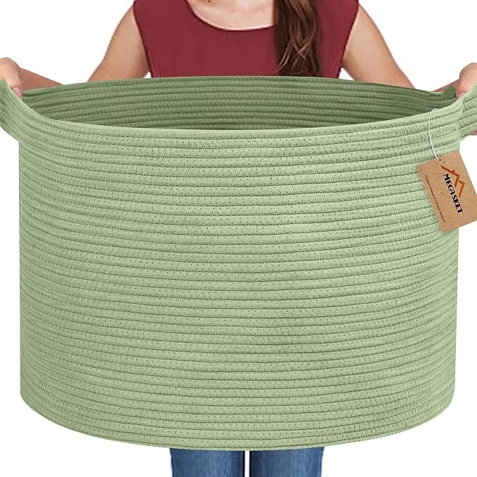 Extra Large Green Basket, Nursery Laundry Basket, Cute Kids Toy Storage Bin by MEGASKET
