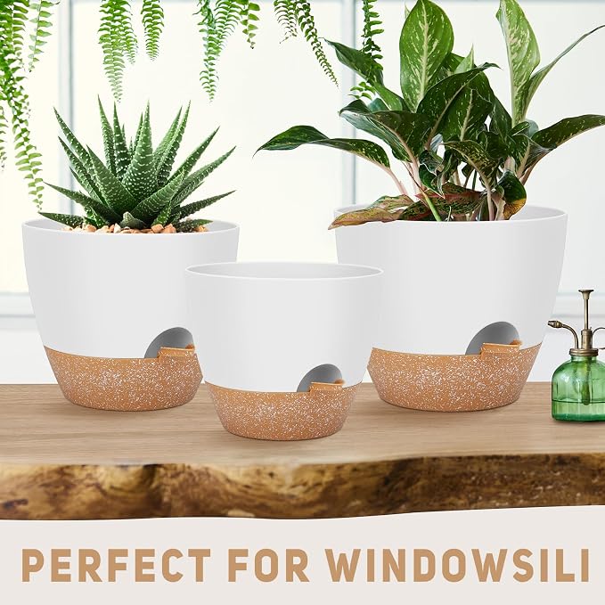 YNNICO 12" 10" 9" Large Self Watering Plant Pots, 3 Pack Flower Pots Planters - Image 4