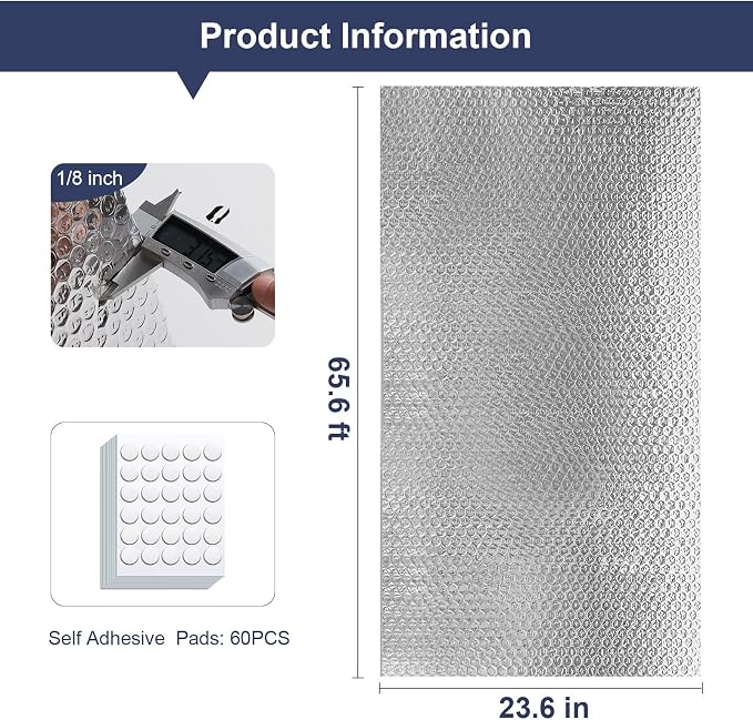 DGSL Double Reflective Bubble Foil Insulation Foam, 23.6IN X 65.6FT Window - Image 2