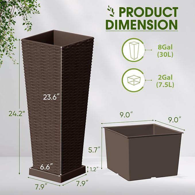 Devoko Resin 23.6'' Tall Planters - Image 7