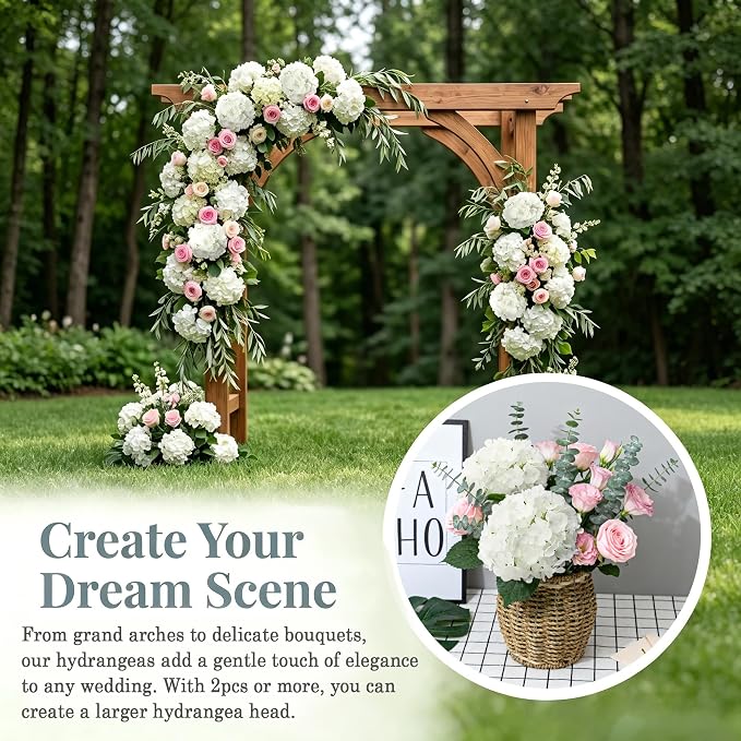 AVIVIHO 65pcs White Hydrangea Artificial Flowers Bulk Ivory Faux Hydrangeas - Image 8