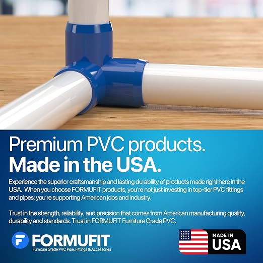 1” 3-Way Elbow Furniture Grade PVC Fitting in Blue, Made in USA, UV-Resistant - Image 7