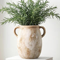 Ceramic Flower Vase with Handles, 7.9in Farmhouse Table Rustic Vases, by CUCUMI