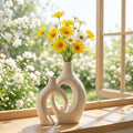 Extra Large Cream White Ceramic Vase Set of 2, Aesthetic Flower Vase Home Decor by Unknown
