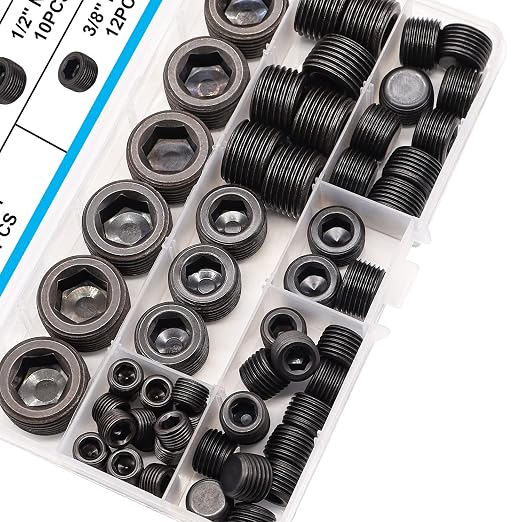60PCS Black Carbon Steel Pipe Plug Fitting Assortment Kit - Image 6