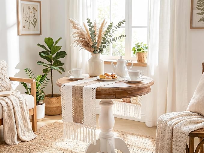 Boho Table Runner for Fall Home Decor 12x36 Rustic - Image 8