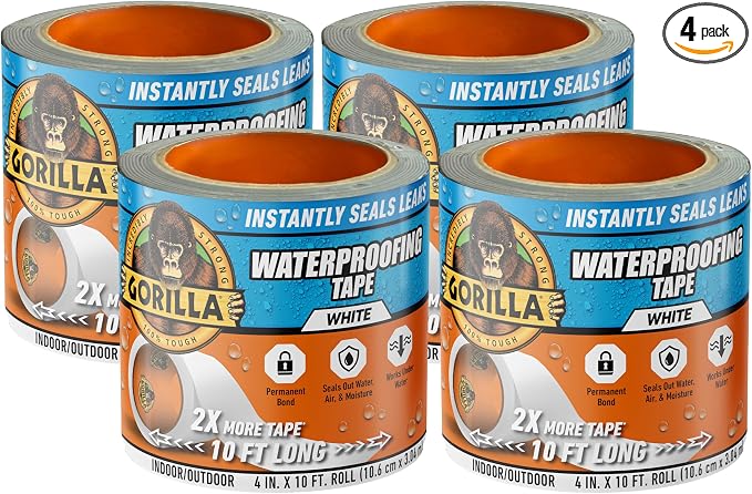 GORILLA Waterproofing Tape, Permanent Seal, UV-Resistant Backing, Bonds Vinyl by Gorilla
