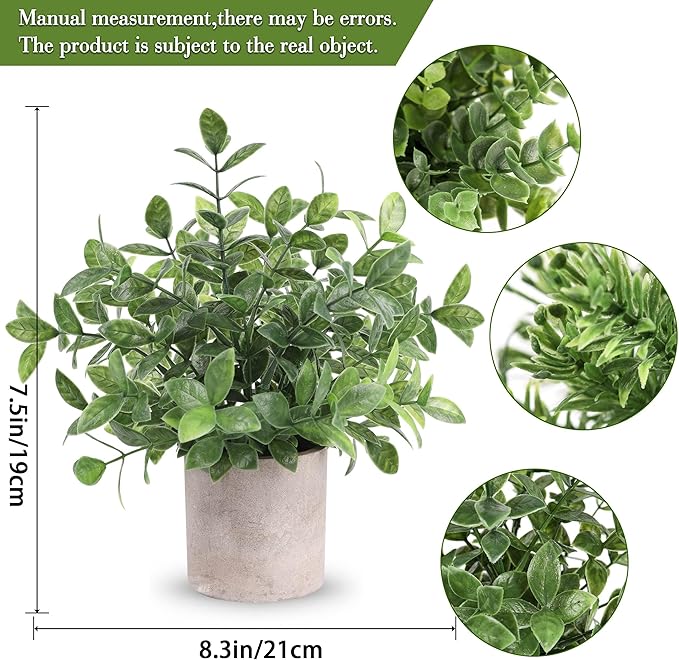 Der Rose 3 Pack Fake Plants Mini Faux Plants - Image 2