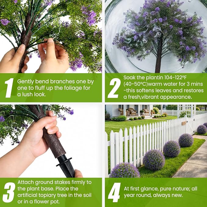 Artificial Purple Boxwood Topiary Ball Tree - Image 8