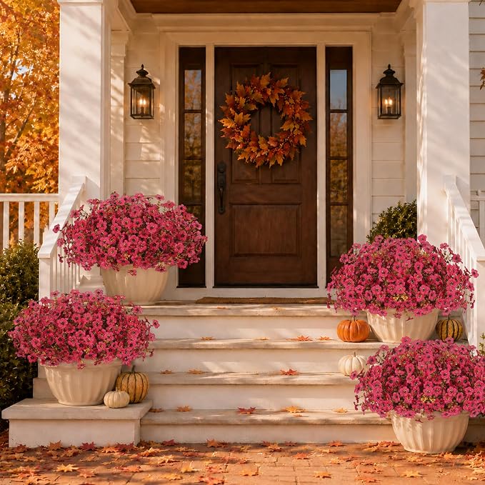 Artificial Fake Mums Flowers Plants - Image 9