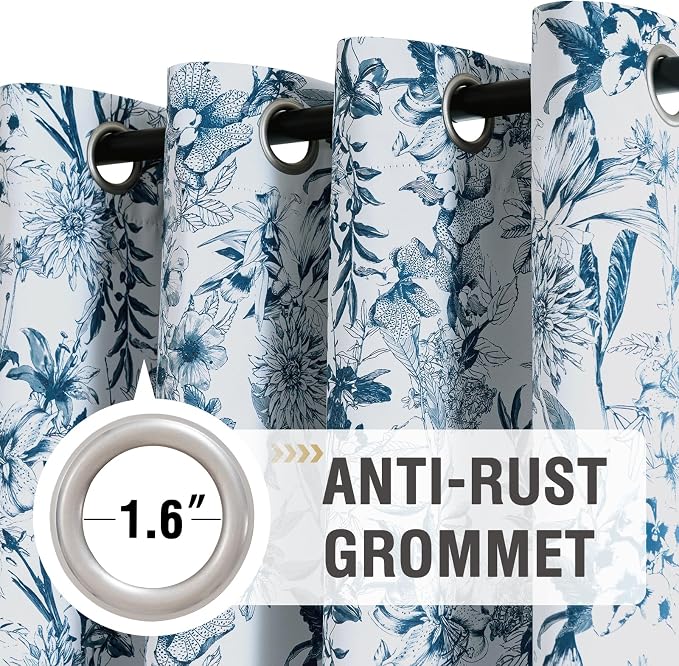 H.VERSAILTEX Blackout Curtains 96 Inch Length 2 Panels Set Floral Print Curtain - Image 2