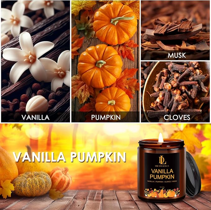 DL DREAMY DEWLA Fall Candle, Vanilla Pumpkin Scented - Image 5