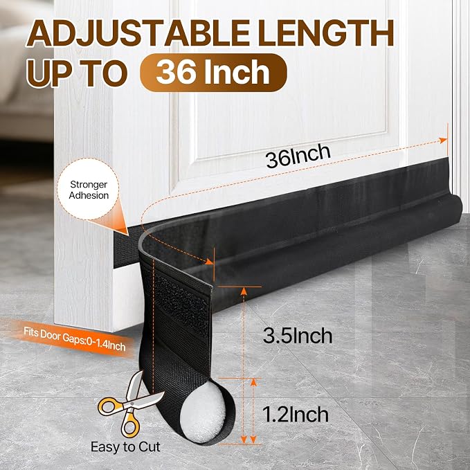 MQXIQI Door Draft Stopper 36 Inch, Single Side Self-Adhesive Door Seal Strip - Image 2