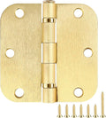 TDCHINGES Rounded Door Hinges Brushed Brass 3.5 Inch 5/8" Gold Lasting Mute | 1 by TDCHINGES
