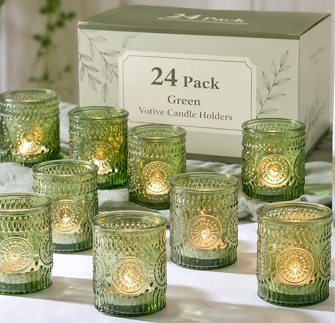 DEVI 24pcs Green Votive Candle Holders by DEVI