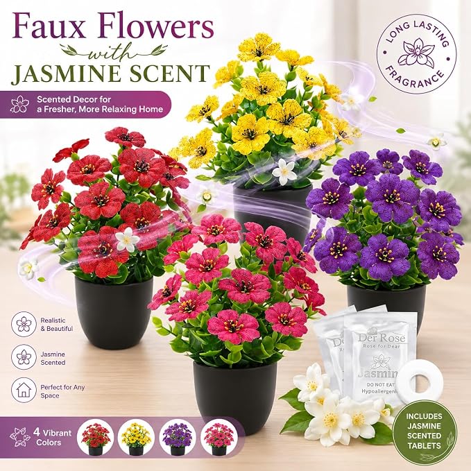 Der Rose 4 Pack Fake Flowers - Image 2