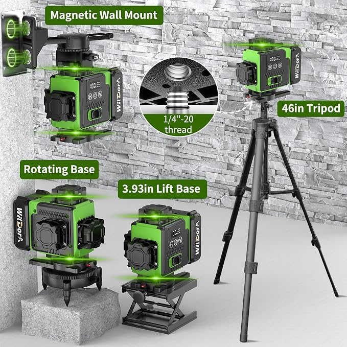 16 Line Laser Level, 4x360° Green Laser Leveler, ±4° Auto Self Leveling - Image 8
