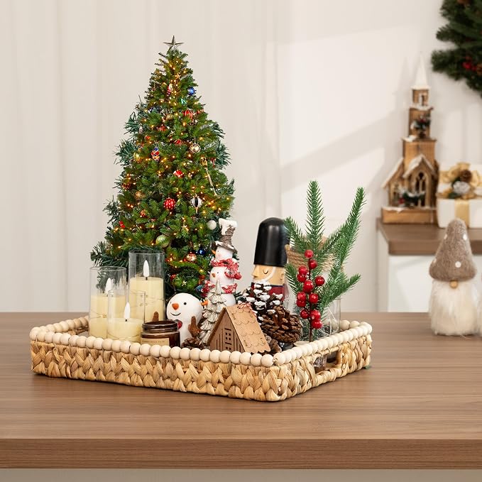 StorageWorks Decorative Trays for Home Decor, Wicker Coffee Table Tray | - Image 8