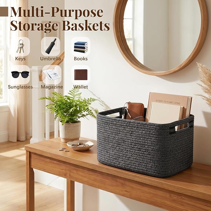 OIASKET 4Packs Natural Cotton Rope Storage Baskets - Image 8