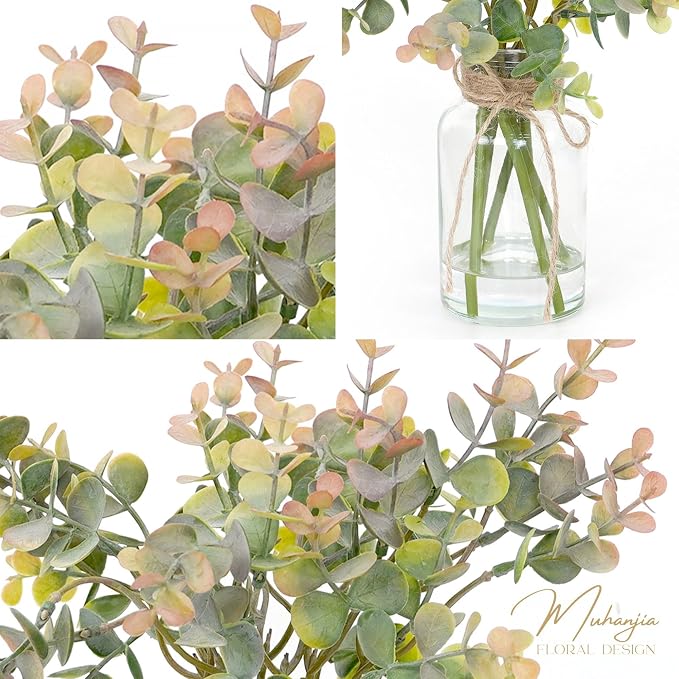 Muhanjia Artificial Eucalyptus Stems in Glass Vase - Image 6
