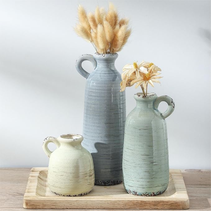 Ceramic Vase Set of 3 | Neutral Vase Home Decor by ooit