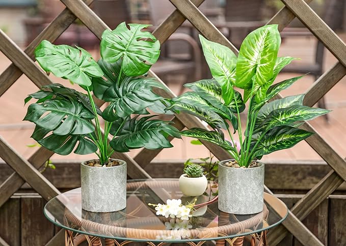 Der Rose 2 Pack 16" Fake Plants Artificial Monstera - Image 4