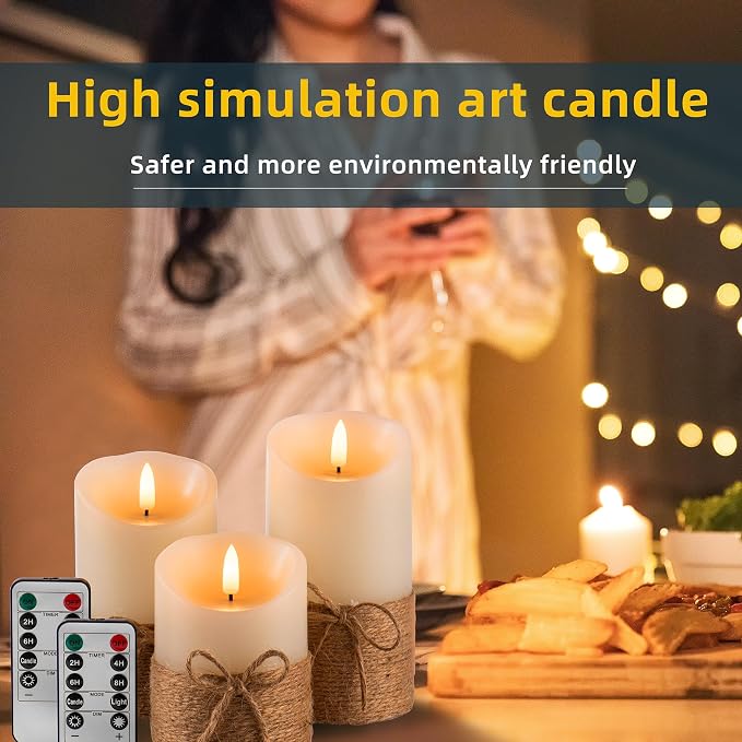 AKU TONPA Flameless Candles Battery Operated Pillar Real Wax Electric LED - Image 5