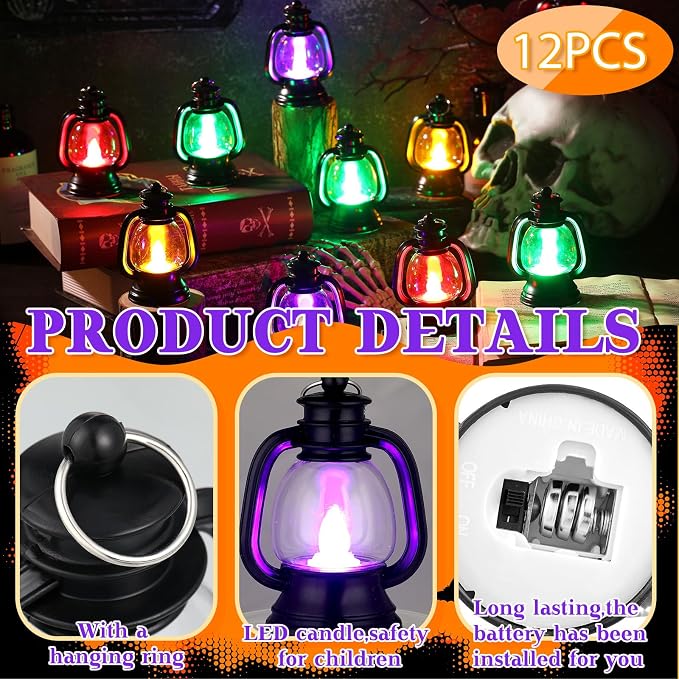 Ferraycle 12 Pcs Mini Lanterns 4 Inch 4 Light Colors Lamp Table Decor | Western - Image 2