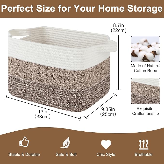 OIASKET Storage Basket for Organizing, Woven Baskets for Storage, Rectangle - Image 2