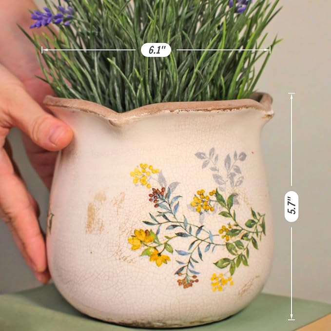 Xiaan Jiaju Ceramic Flower Vase, Rustic Farmhouse Vases & Planting Pots - Image 3
