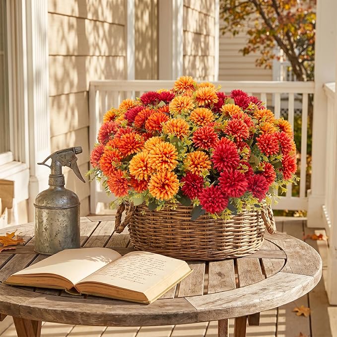 24 Pcs Artificial Mums Flowers for Outdoor, UV Resistant Fake fall - Image 3